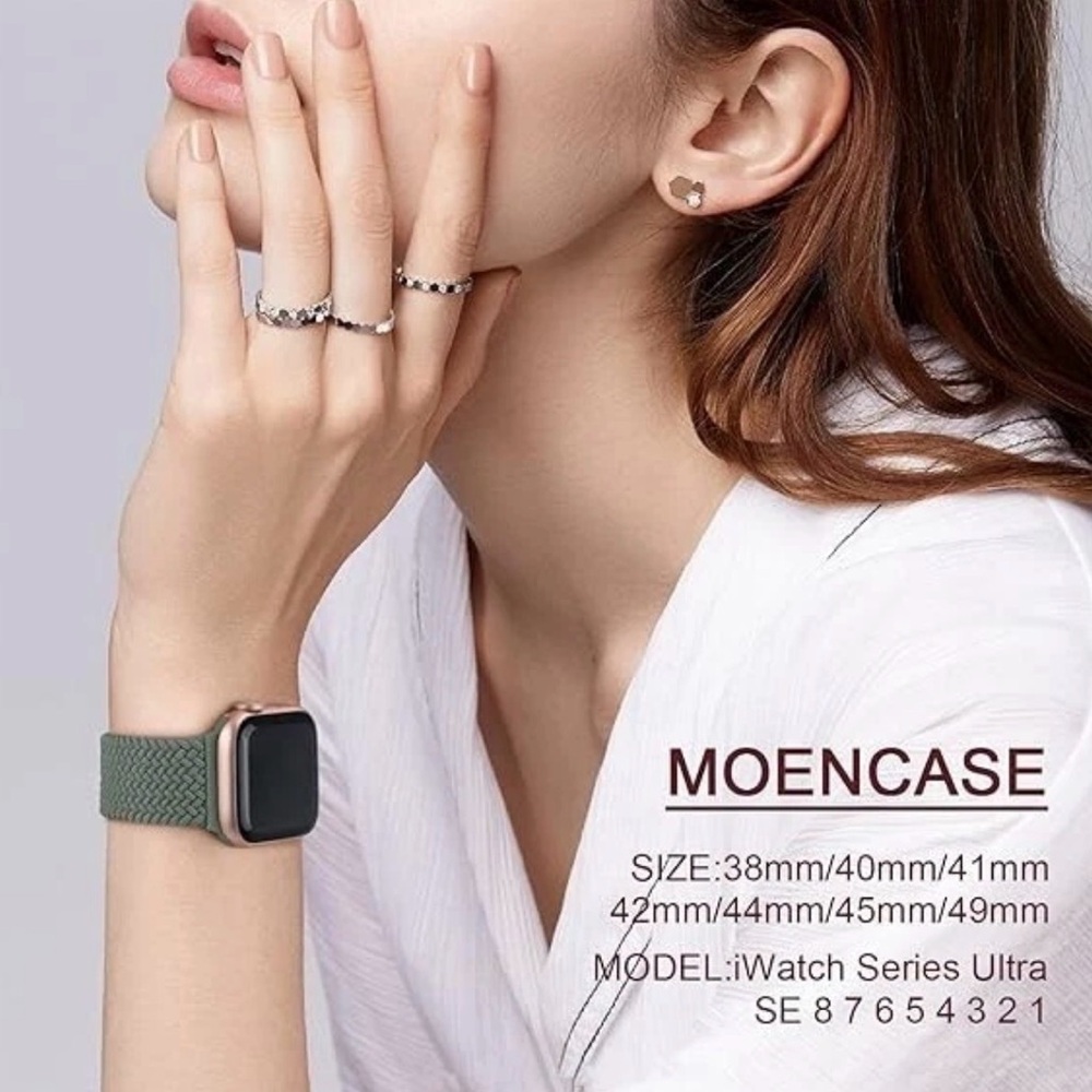 Moencase Braided Solo Loop for Apple Watch 38mm 40mm 41mm Series 3 4 5 6 7 8 SE